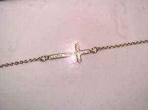Moissanite Cross Bracelet 0.11 Ctw VVS1 D Color Gold Tone